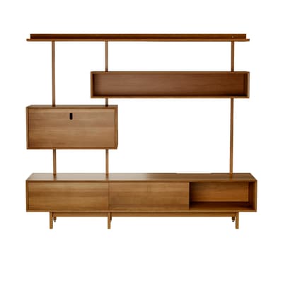 ESTANTE PARA TV DE ATÉ 43 POLEGADAS COM 3 PORTAS 2,10 M X 1,79 M PILOTIS