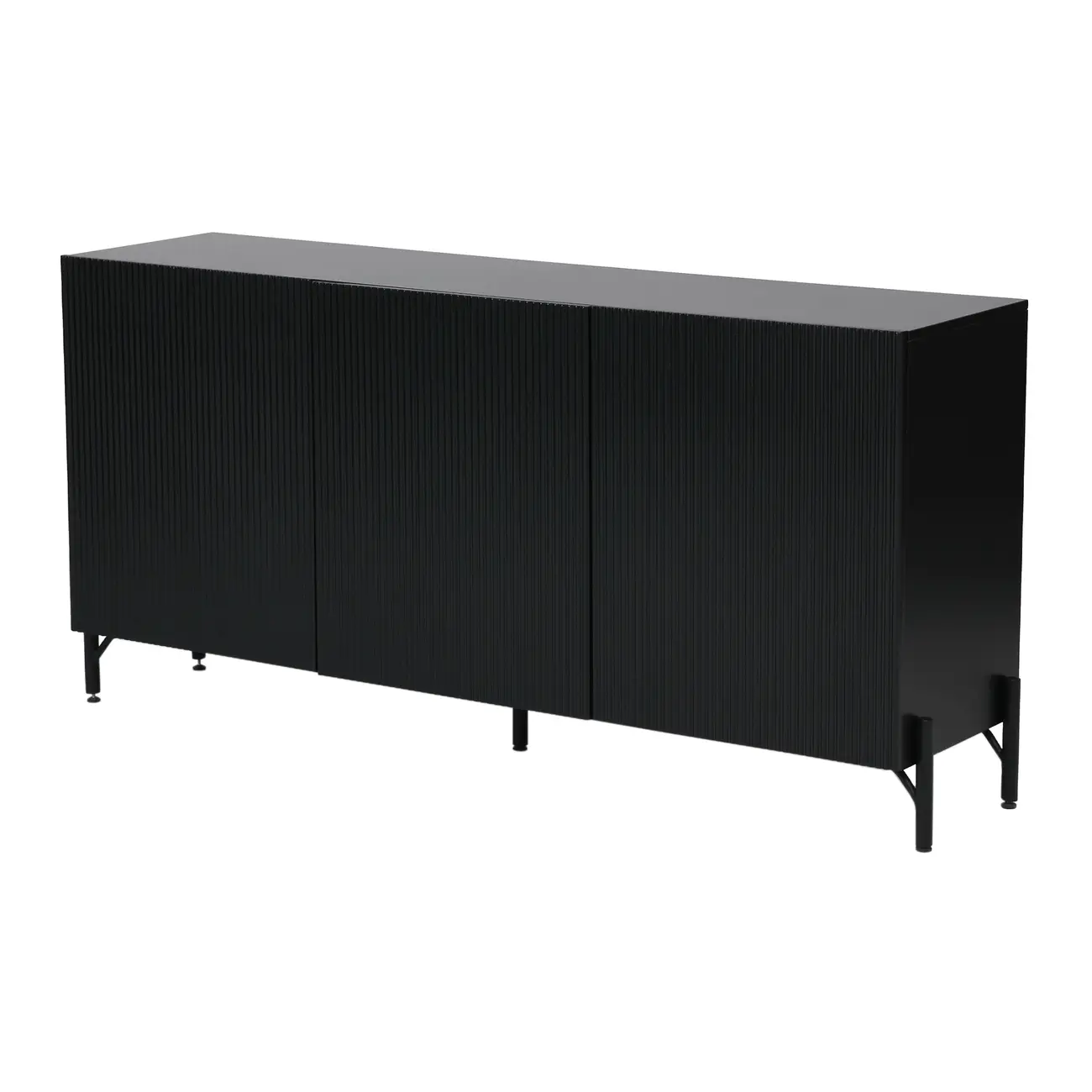 BUFFET 3 PORTAS 1,65 M X 40 CM RIBS - PRETO/PRETO - Foto 5