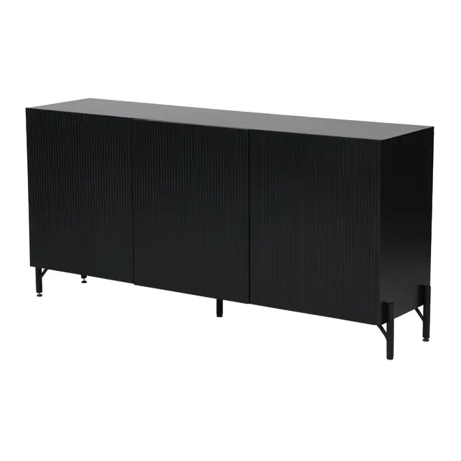 BUFFET 3 PORTAS 1,65 M X 40 CM RIBS - PRETO/PRETO - Foto 5