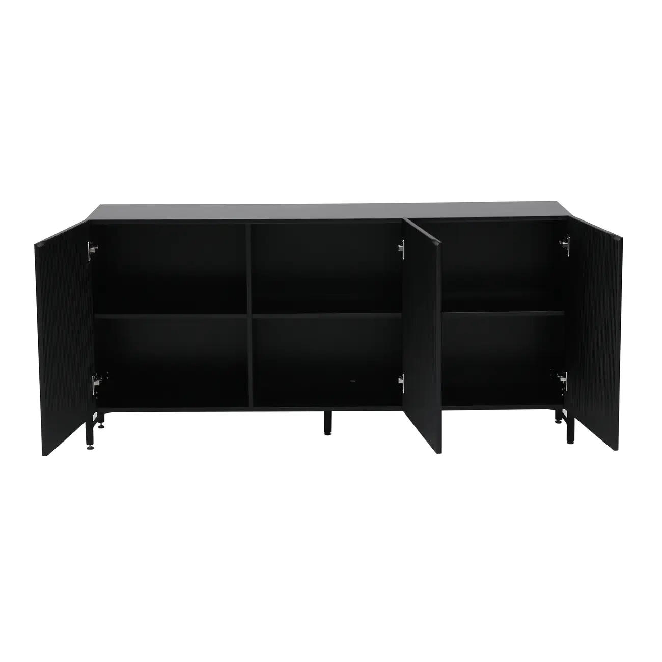 BUFFET 3 PORTAS 1,65 M X 40 CM RIBS - PRETO/PRETO - Foto 4