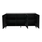 BUFFET 3 PORTAS 1,65 M X 40 CM RIBS - PRETO/PRETO - Foto 4