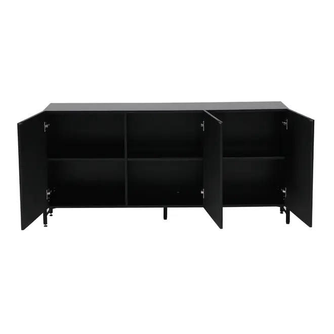 BUFFET 3 PORTAS 1,65 M X 40 CM RIBS - PRETO/PRETO - Foto 4