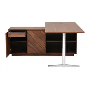 MESA COM BALCÃO 2 PORTAS /1 GAVETA 1,60 M X 1,60 M VINCENT - PAU FERRO/ALUMÍNIO - Foto 3