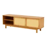 RACK 2 PORTAS DE CORRER COM PALHINHA 1,60 M X 40 CM PALHANDI - AMÊNDOA/NATURAL - Foto 5