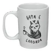CANECA 160 ML GATA E CANSADA - BRANCO/PRETO - Foto 5