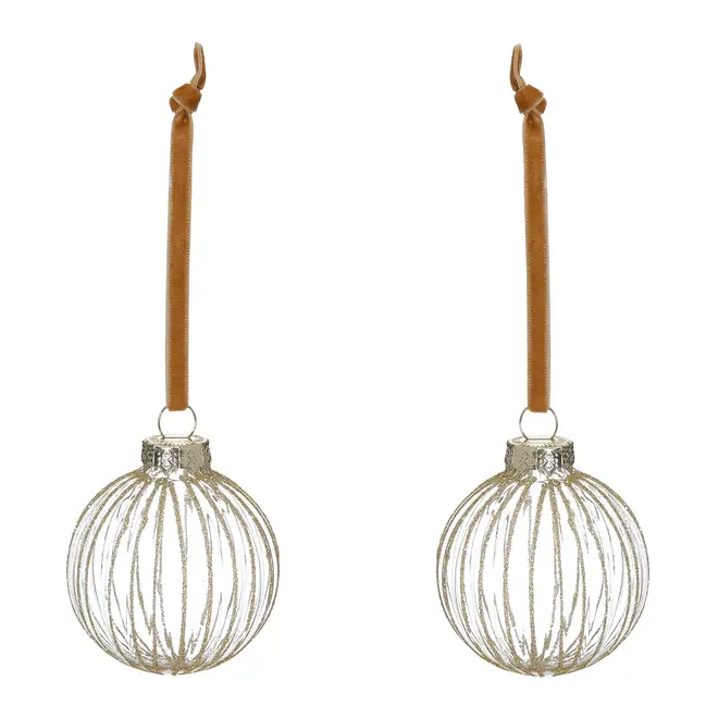 PINGENTE BOLA LINHAS 6 CM CONJUNTO COM 2 PEÇAS FINE FESTIVITY - INCOLOR/OURO - Foto 1