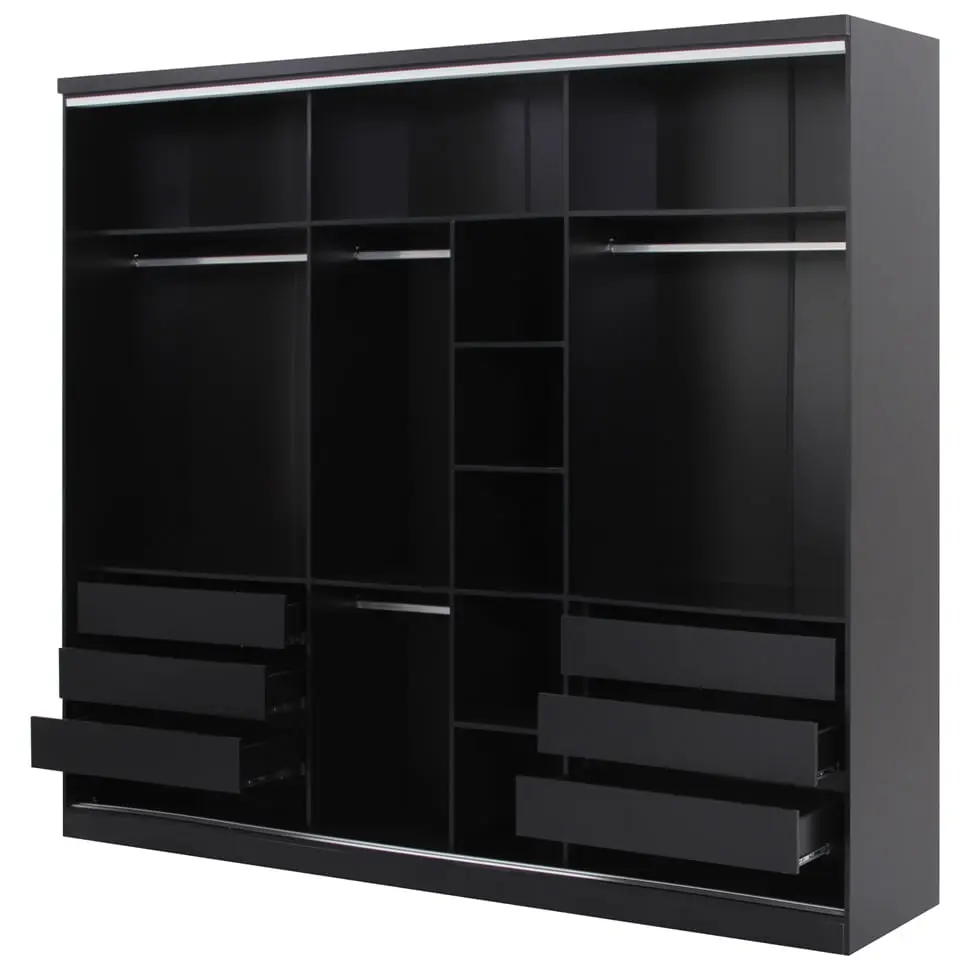ESTRUTURA DE GUARDA-ROUPA DE CASAL 3 PORTAS FRIZ - PRETO - Foto 4