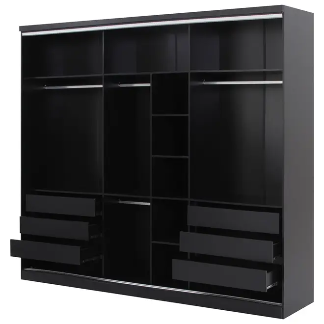 ESTRUTURA DE GUARDA-ROUPA DE CASAL 3 PORTAS FRIZ - PRETO - Foto 4