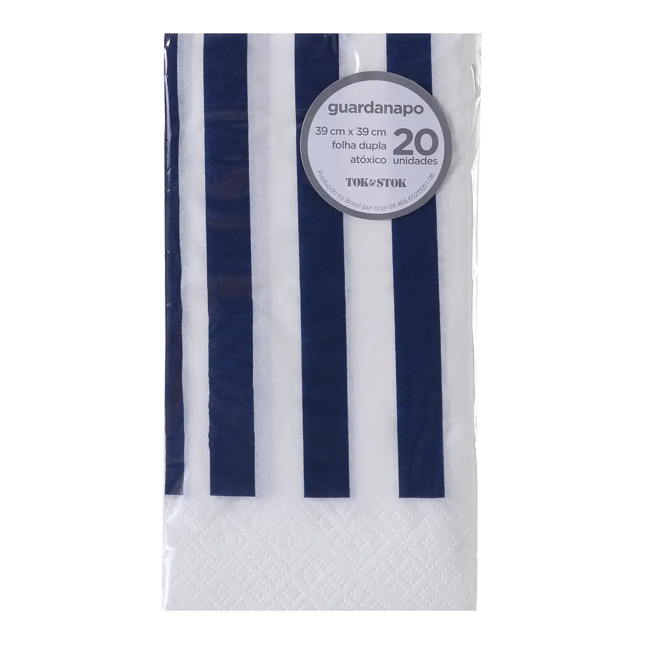 GUARDANAPO 39 CM X 39 CM C/20 BLUESTRIPE - BRANCO/AZUL ESCURO - Foto 1