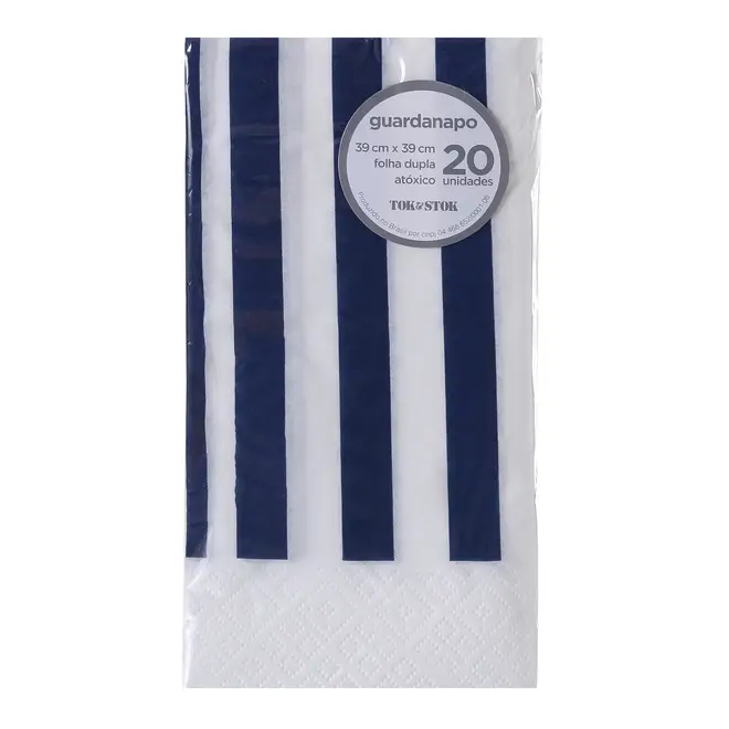 GUARDANAPO 39 CM X 39 CM C/20 BLUESTRIPE - BRANCO/AZUL ESCURO - Foto 1