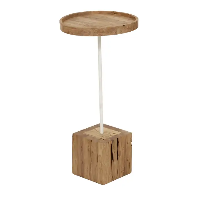 MESA LATERAL REDONDA 30 CM CUBO CAFEZAL - KAFE MADEIRA/BRANCO - Foto 2