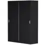GUARDA-ROUPA DE CASAL 2 PORTAS DE CORRER 180 NOVILE - PRETO/BRANCO - Foto 10
