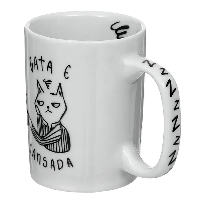 CANECA 160 ML GATA E CANSADA - BRANCO/PRETO - Foto 2