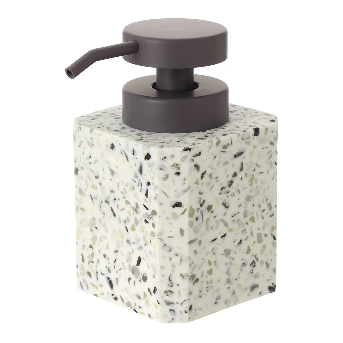 PORTA-SABONETE LÍQUIDO TERRAZZO FUSION - BRANCO/ESTANHO - Foto 1