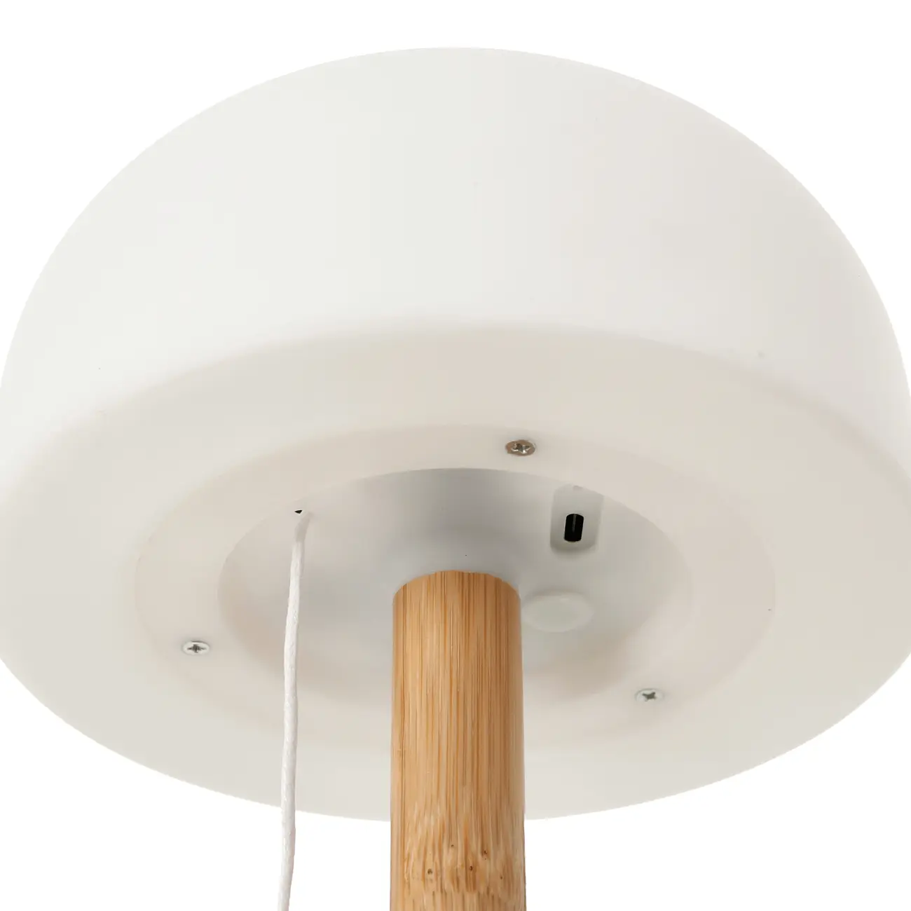 LUMINÁRIA DE MESA LED RECARREGÁVEL STELLA - BAMBU/BRANCO - Foto 6