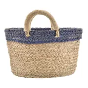 CESTO 28 CM X 18 CM OCEAN - FIBRA NATURAL/AZUL - Foto 3