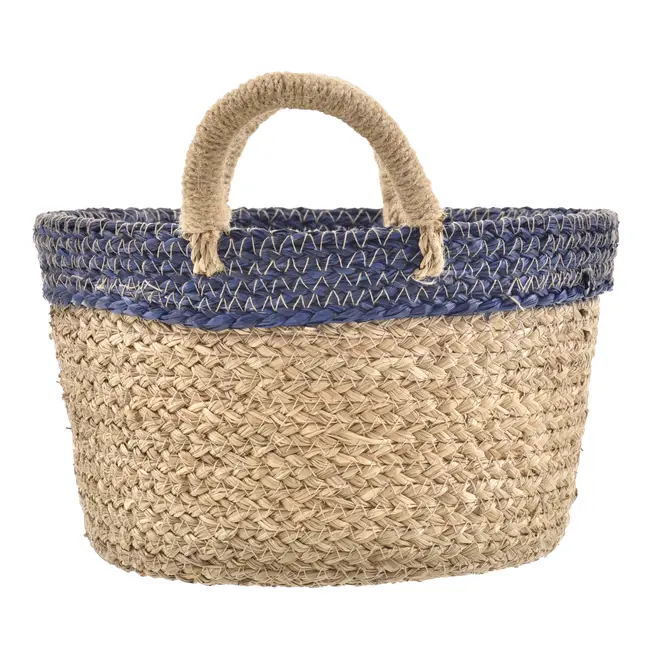 CESTO 28 CM X 18 CM OCEAN - FIBRA NATURAL/AZUL - Foto 3