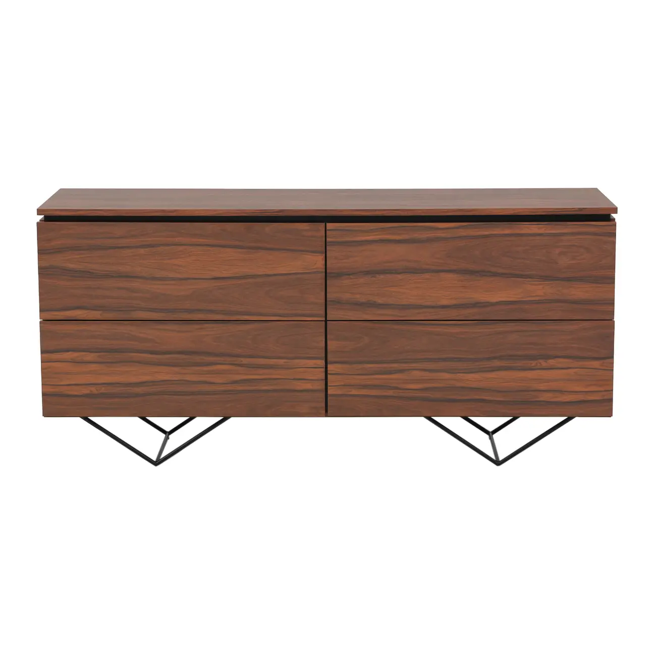 BUFFET 4 PORTAS BASCULANTES 1,60 M X 45 CM HEPTA - PAU FERRO/PRETO - Foto 1