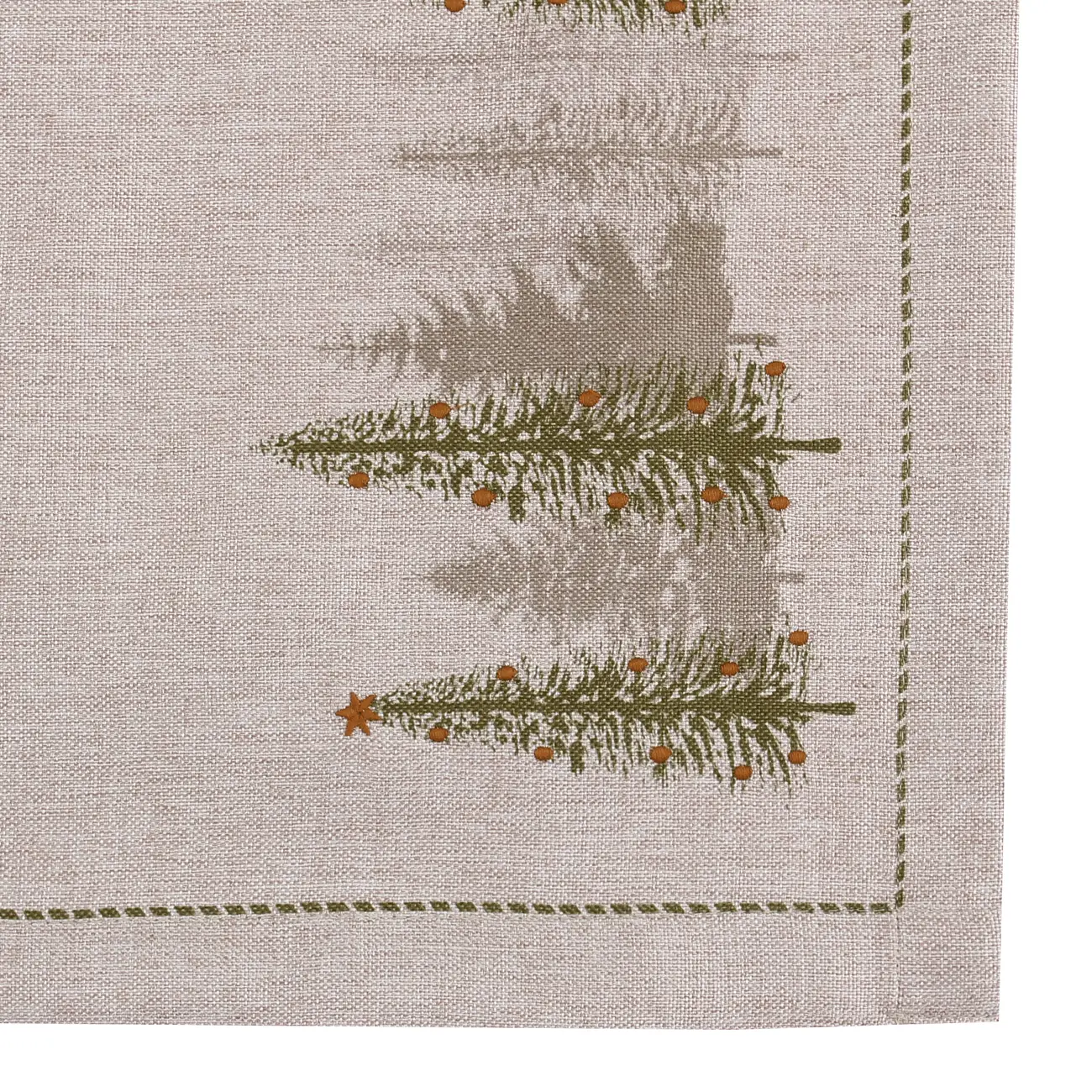 CAMINHO DE MESA 47 CM X 1,50 M VILAREJO NOEL - NATURAL/CIPRESTE - Foto 3