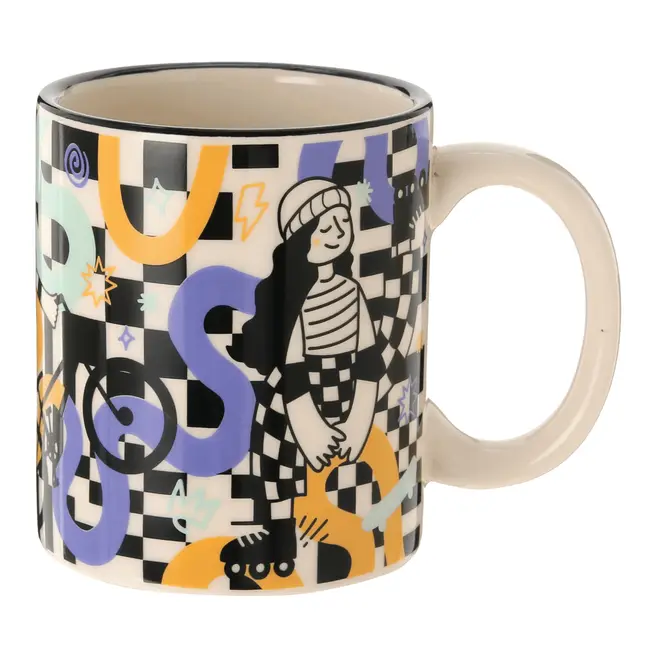 CANECA 300 ML OLLIE - PRETO/CORES CALEIDOCOLOR - Foto 1