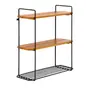 PRATELEIRA TRIPLA COM GANCHOS 62 CM X 60 CM X 21 CM WALLPORT - PRETO/NOZES - Foto 4