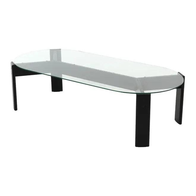 MESA DE CENTRO OVAL 1,30 M X 60 CM TRISKEL - EBANIZADO/INCOLOR - Foto 2