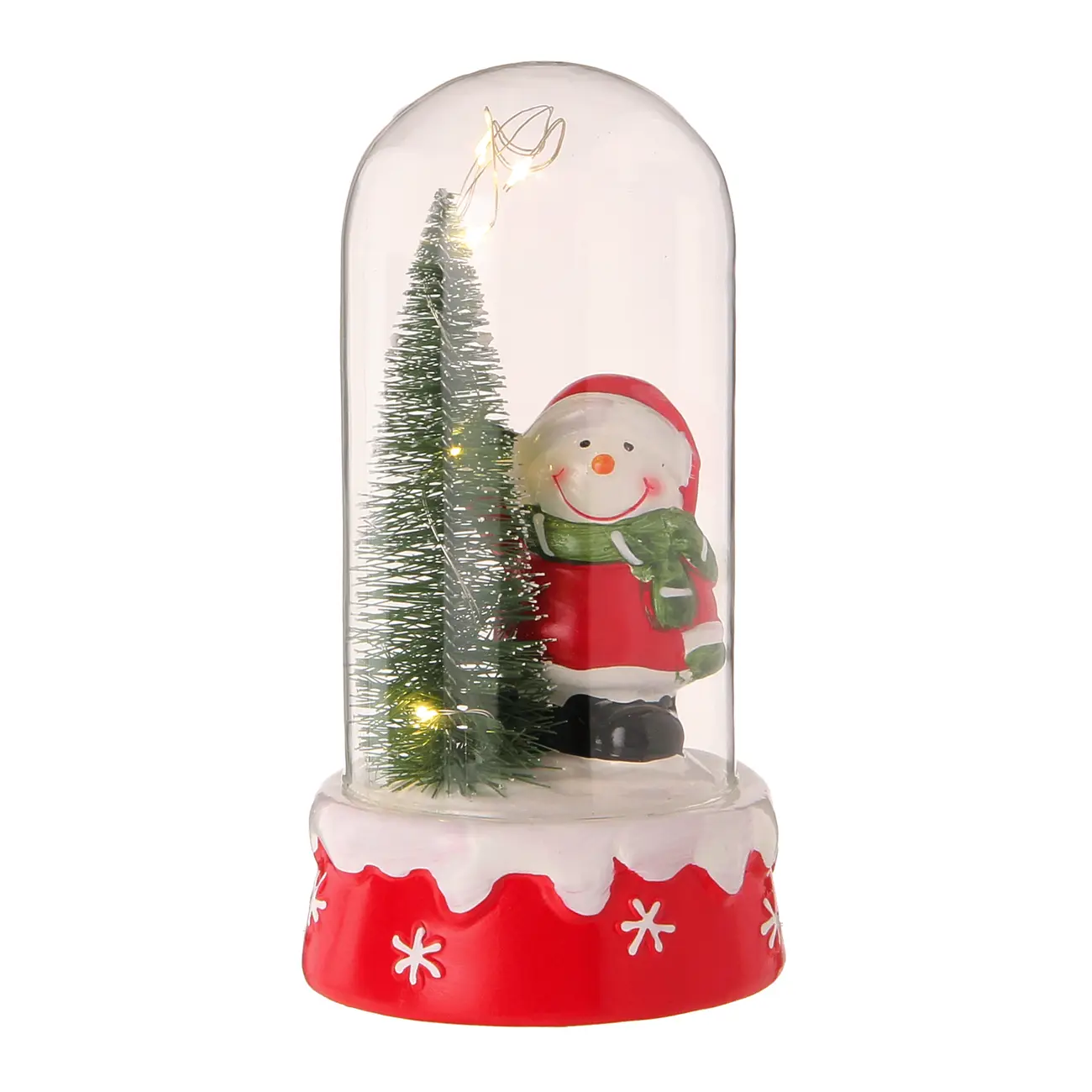 REDOMA BONECO DE NEVE ADORNO LED 19 CM BORDAR, AMAR E CELEBRAR - VERMELHO/BRANCO - Foto 1