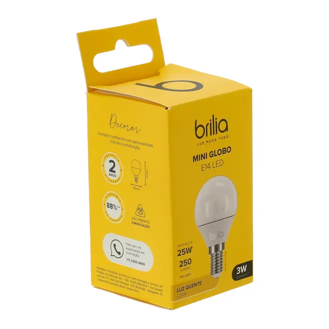 LÂMPADA LED MINIGLOBO E14 127/220V BRILIA - BRANCO - Foto 3