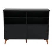 BALCÃO DE COZINHA COM 2 PORTAS DE CORRER 1,20 M X 60 CM LIN - PRETO/NOZES - Foto 1