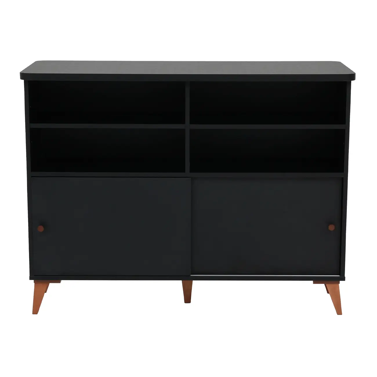 BALCÃO DE COZINHA COM 2 PORTAS DE CORRER 1,20 M X 60 CM LIN - PRETO/NOZES - Foto 1