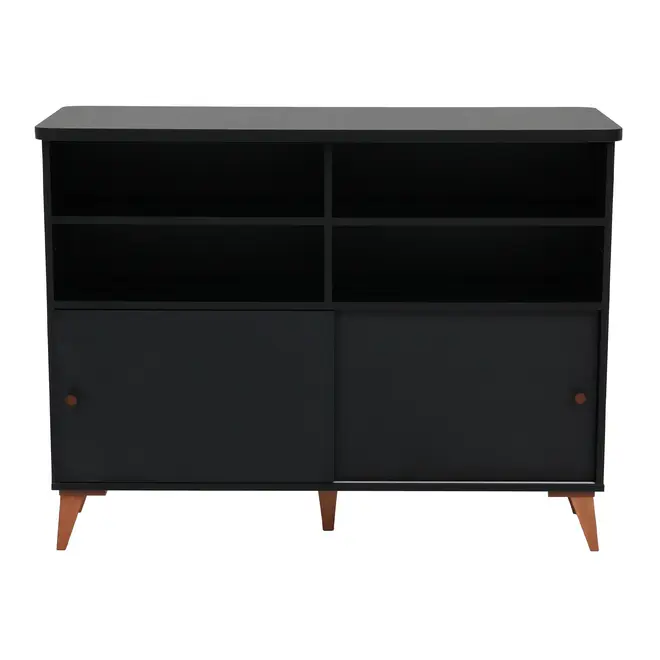 BALCÃO DE COZINHA COM 2 PORTAS DE CORRER 1,20 M X 60 CM LIN - PRETO/NOZES - Foto 1