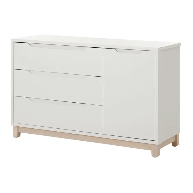 CÔMODA 3 GAVETAS/1 PORTA 1,36 M X 45 CM DULCE - BRANCO/NATURAL WASHED - Foto 2