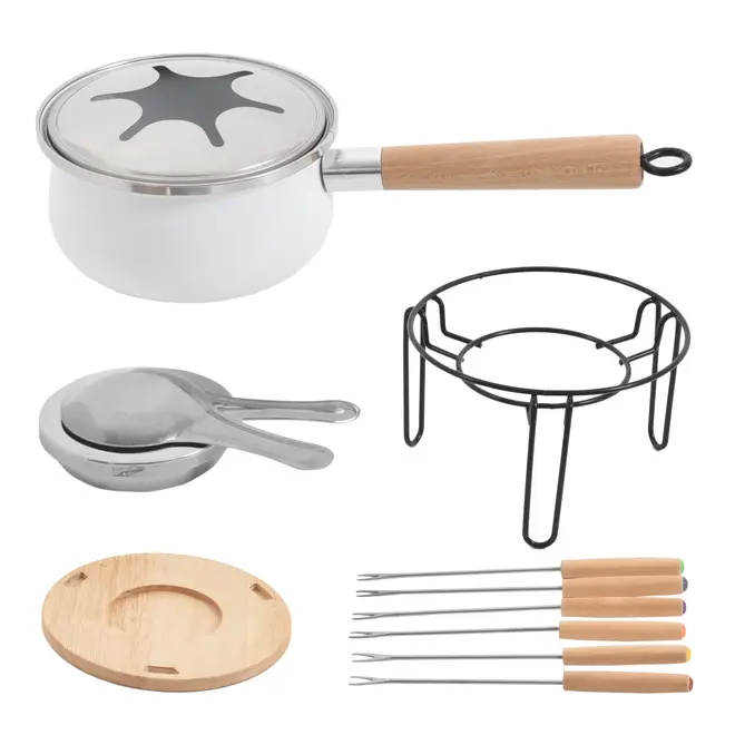 KIT PARA FONDUE COM 11 PEÇAS FALKEN - BRANCO/PINUS NATURAL - Foto 2