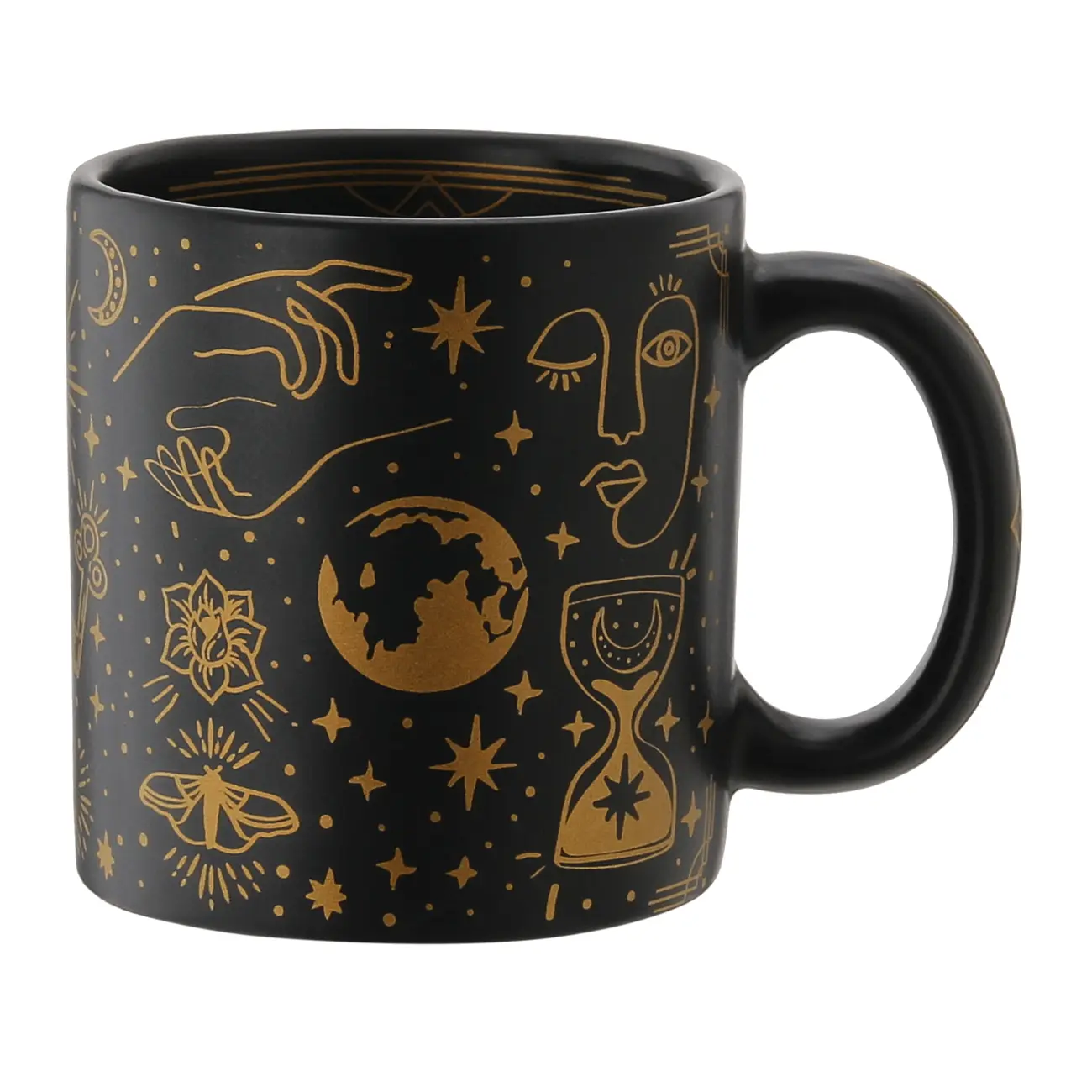 CANECA 300 ML MYSTICAL - PRETO BRILHANTE/OURO - Foto 1