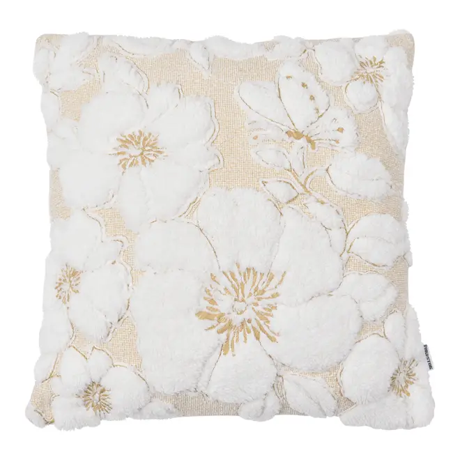 CAPA PARA ALMOFADA 45 CM X 45 CM FLOR DE ALGODÃO - OFF WHITE/ARGILA CRUA - Foto 1
