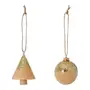 KIT COM 2 PINGENTES ÁRVORE E BOLA VILAREJO NOEL - ÁLAMO/OURO - Foto 1
