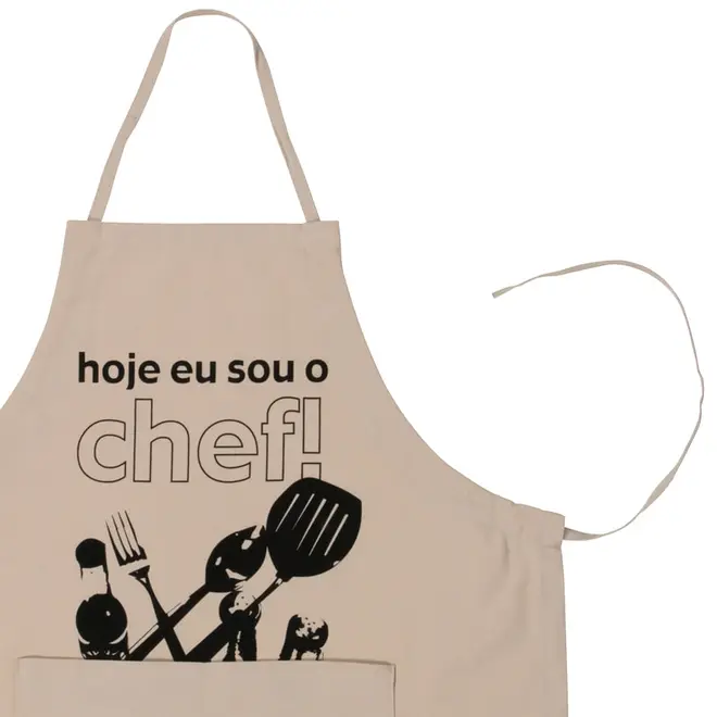AVENTAL HOJE EU SOU O CHEF - CAMELO/PRETO - Foto 2