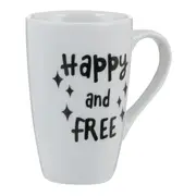 CANECA 400 ML HAPPY AND FREE - PRETO/BRANCO - Foto 4