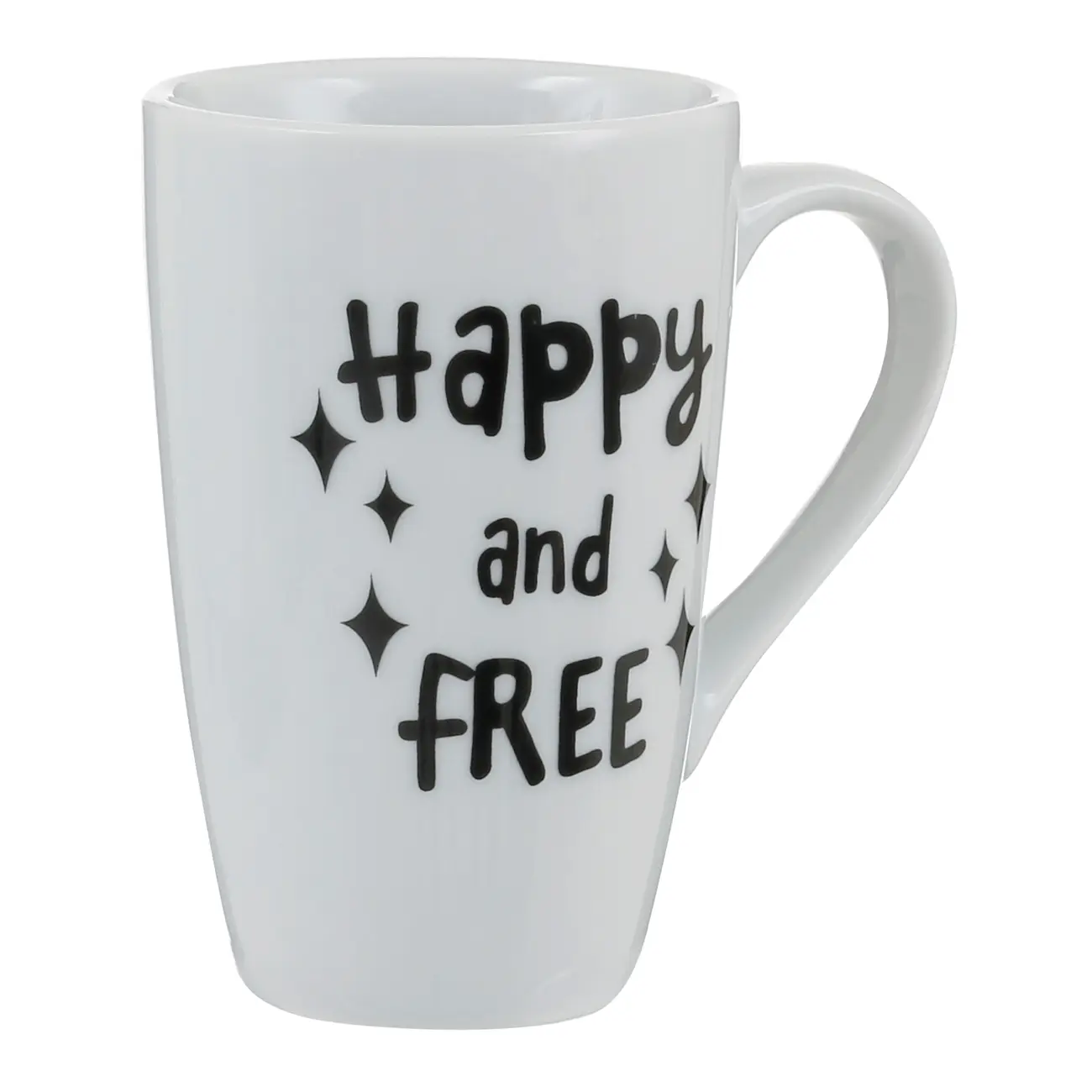 CANECA 400 ML HAPPY AND FREE - PRETO/BRANCO - Foto 4