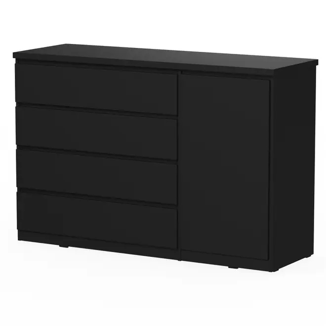 CÔMODA 4 GAVETAS/1 PORTA 1,35M X 45 CM MINCE - PRETO - Foto 2