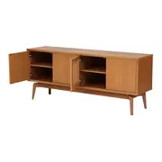 BUFFET 4 PORTAS 1,80 M X 45 CM COM PALHINHA ARES - TAUARI/FIBRA CLARA - Foto 6