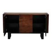 BUFFET 3 PORTAS 1,35 M X 40 CM NIARA - NOZES RÚSTICO/PRETO - Foto 3