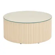 MESA DE CENTRO REDONDA 70 CM RIBS - AREIA/INCOLOR - Foto 1