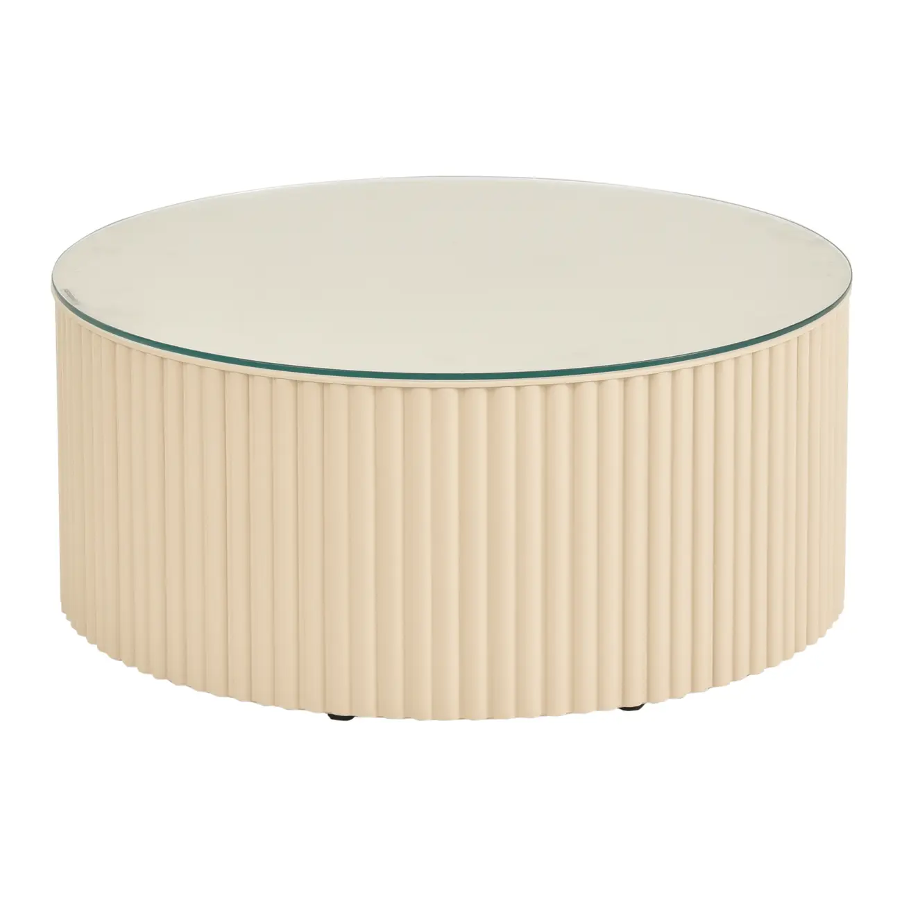 MESA DE CENTRO REDONDA 70 CM RIBS - AREIA/INCOLOR - Foto 1