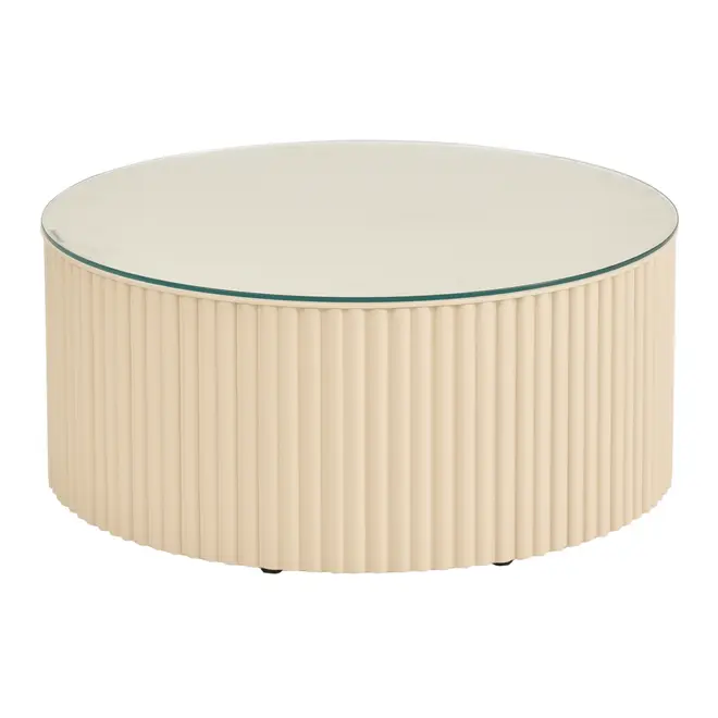 MESA DE CENTRO REDONDA 70 CM RIBS - AREIA/INCOLOR - Foto 1
