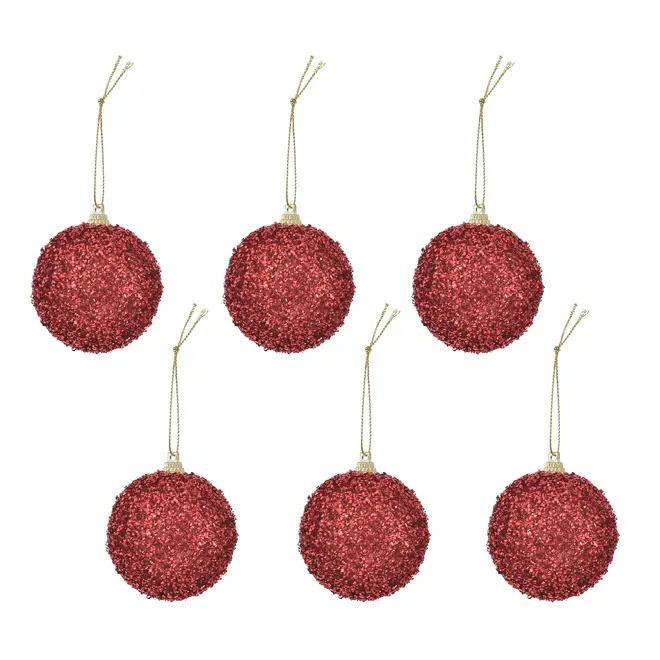 KIT COM 6 PINGENTES BOLAS TEXTURIZADA HOHO HOME - VERMELHO - Foto 1