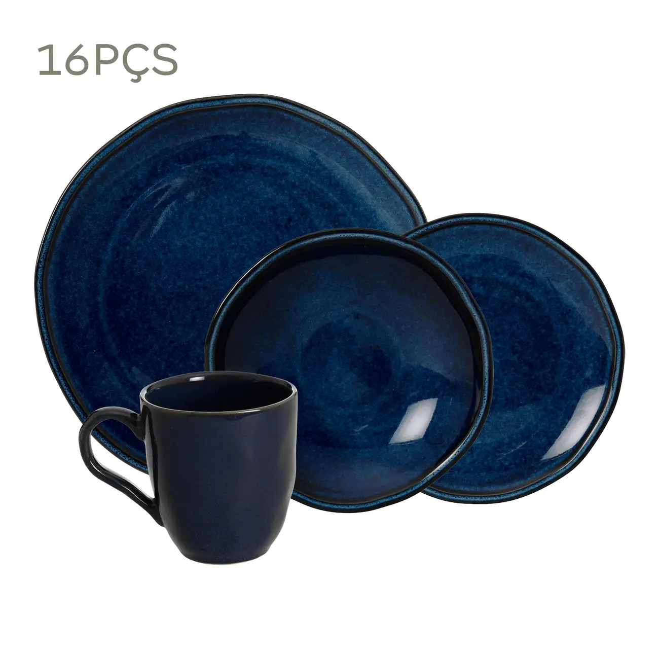 APARELHO DE JANTAR 16 PEÇAS LAZULI - AZUL - Foto 1