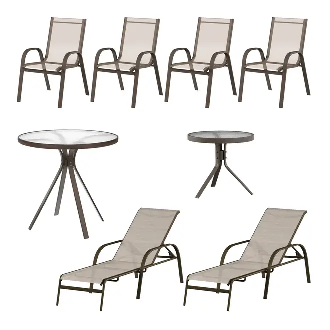CONJUNTO PARA JARDIM COM 8 PEÇAS SUN - CAFÉ/CAMELO - Foto 1
