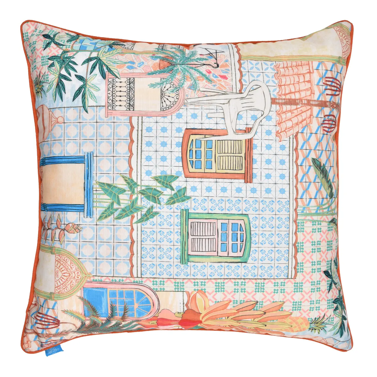 ALMOFADA 60 CM X 60 CM SAUDADE TROPICAL - AZUL HISTÓRICO/MULTICOR - Foto 2