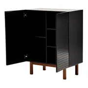 BUFFET 2 PORTAS 80 CM X 40 CM POINT - PRETO/NOZES - Foto 7